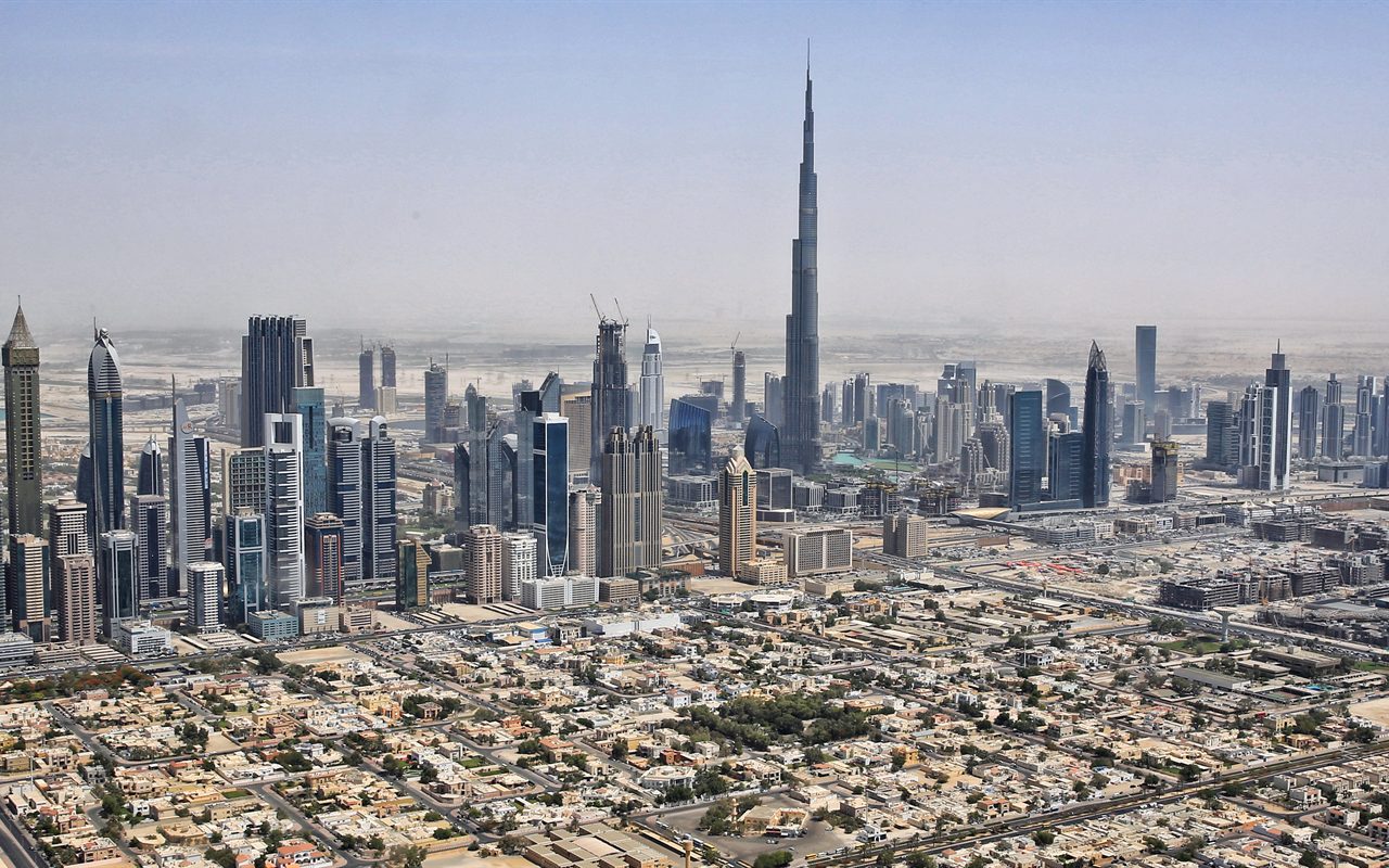 The Dubai skyline with the Burj Khalifa